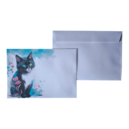 Briefumschlag "Blau und Grün (Katze)" DIN C5