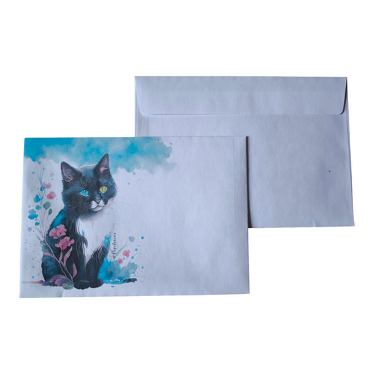 Briefumschlag "Blau und Grün (Katze)" DIN C6 (Standard)