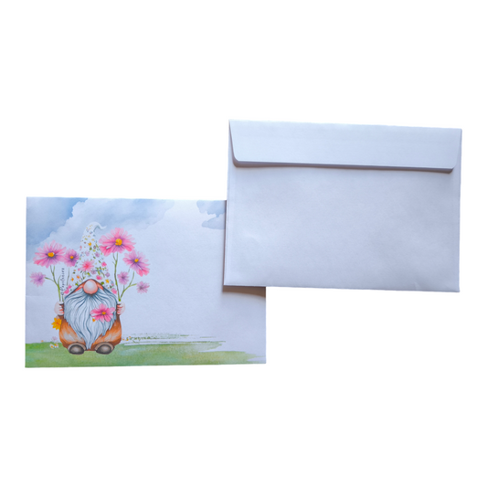 Briefumschlag "Wichtel mit Blumen" DIN C6 (Standard)