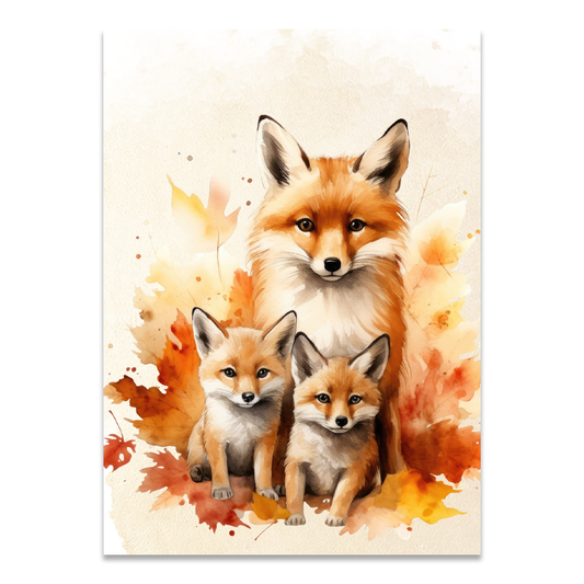 Postkarte "Fuchsfamilie"