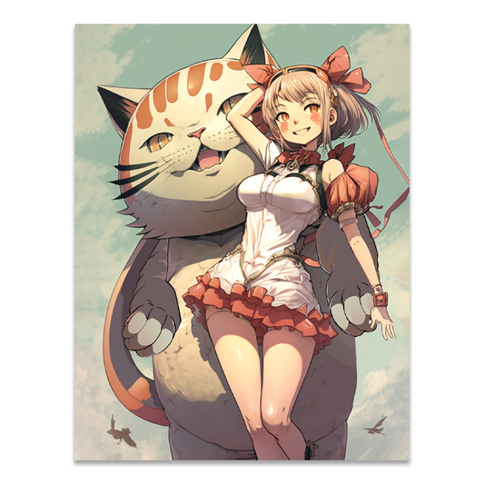 Postkarte "Manga girl & cat"