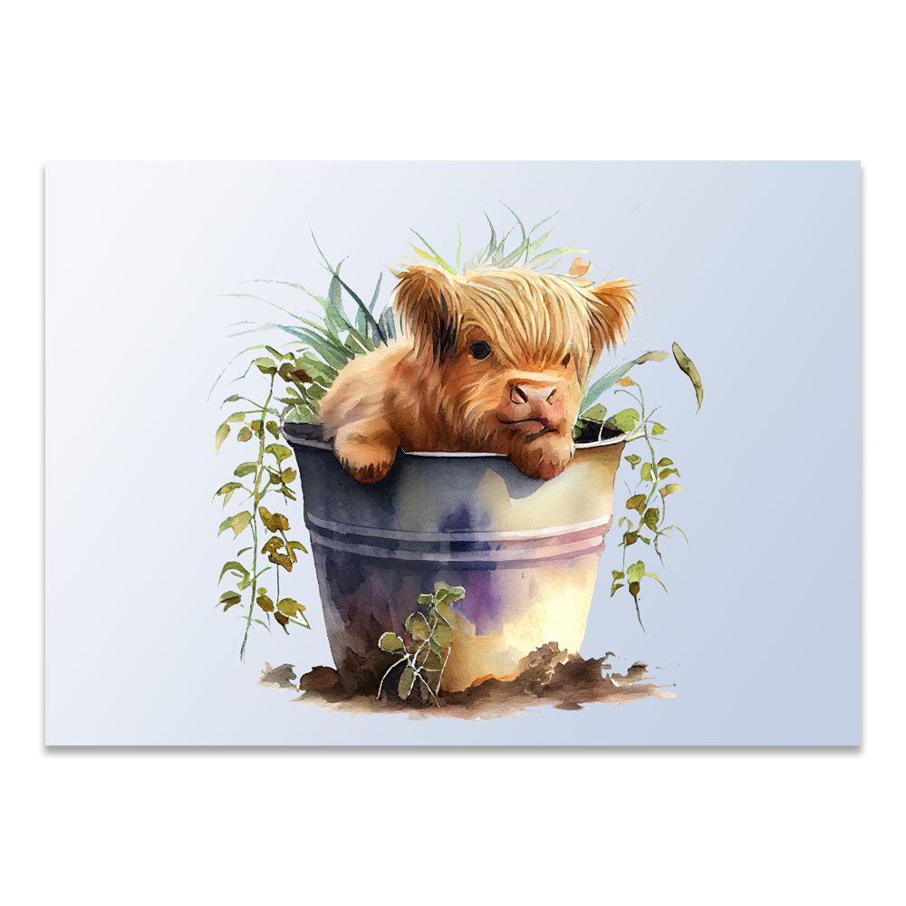 Postcard "Baby cow in a tummy tub"