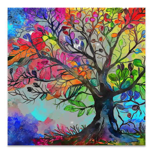 Postkarte, quadratisch "Regenbogenbaum"