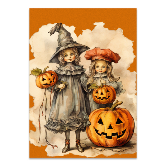 Postkarte "Vintage Halloween Kids"
