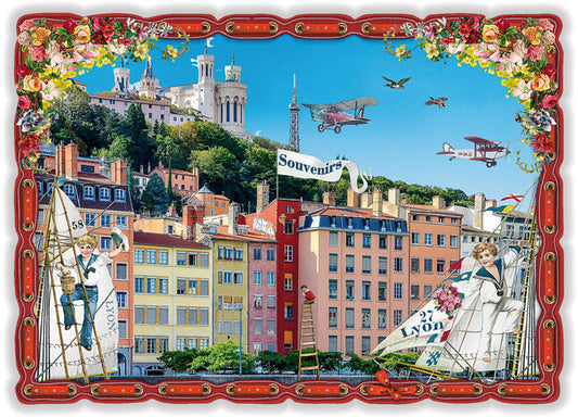 Postkarte PK 8017, "La France - Lyon" - Glitzer-Postkarte
